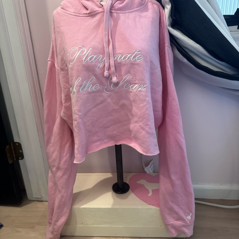 Playmate of the Year Pink Cropped Hoodie Playboy